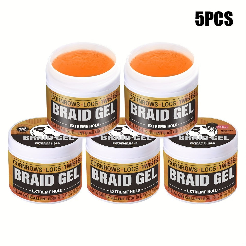 Braid Gel Extreme Hold Anti-Frizz Edge Control Hair Wax Pomade for Braids Locs Twists Sleek Styles Moisturizing Frizz Control Long-Lasting Hold 4/5/6 Pack
