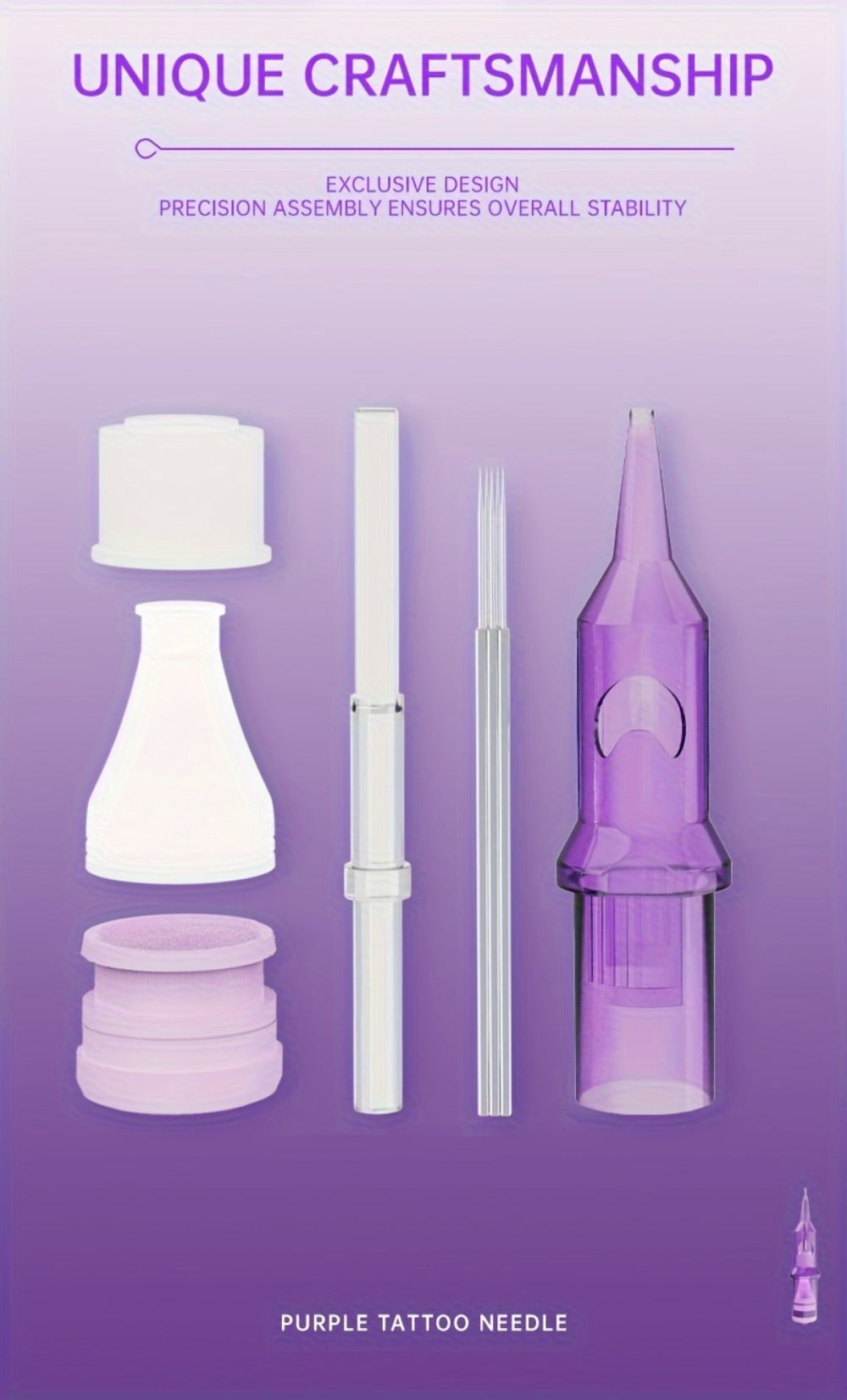 Tuffking Offers Tattoo Cartridge Needles in Packs of 10, 20, 30, 40, Or 50, Featuring Various Sizes. These Purple Liner Needles Are Suitable for Both Professional Tattoo Artists And Novices, Including Standard Round Liners Like RL, RS, RM, And M1