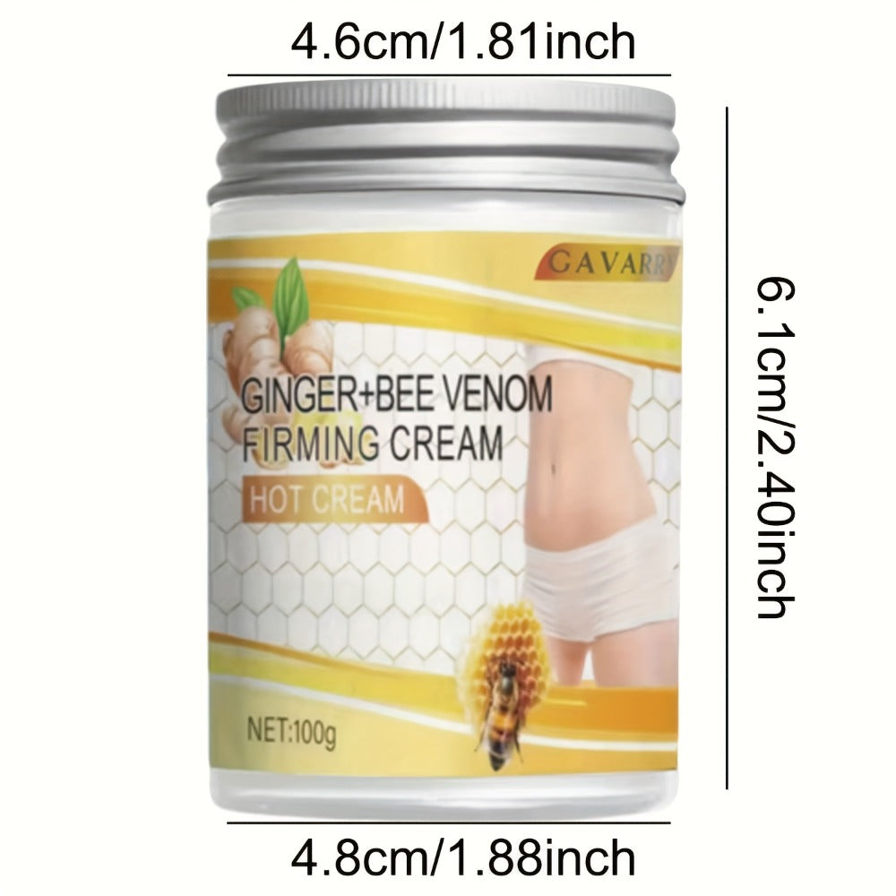 Ginger Bee Venom Firming Cream, 100 Grams/3.52 Ounces - A Hydrating Lotion Enriched with Glycerin, Ginger, Aloe Vera, And Vitamin E, Appropriate for All Skin Types, Ideal for Massaging The Abdomen, Arms, Legs, Back, And Waist