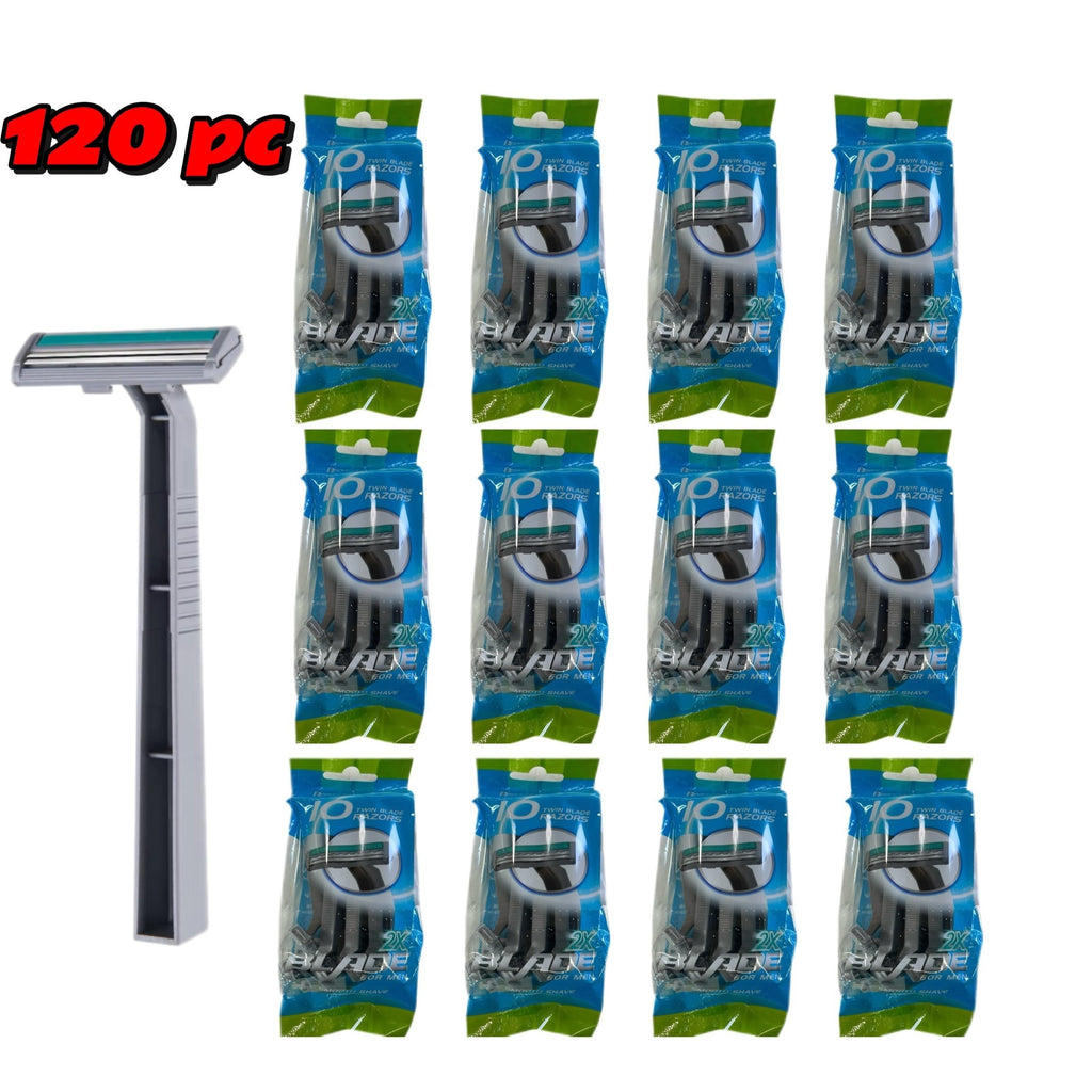 KONGA 120 pcs disposable razors, double blade, stainless steel. (PK 10 pcs)
