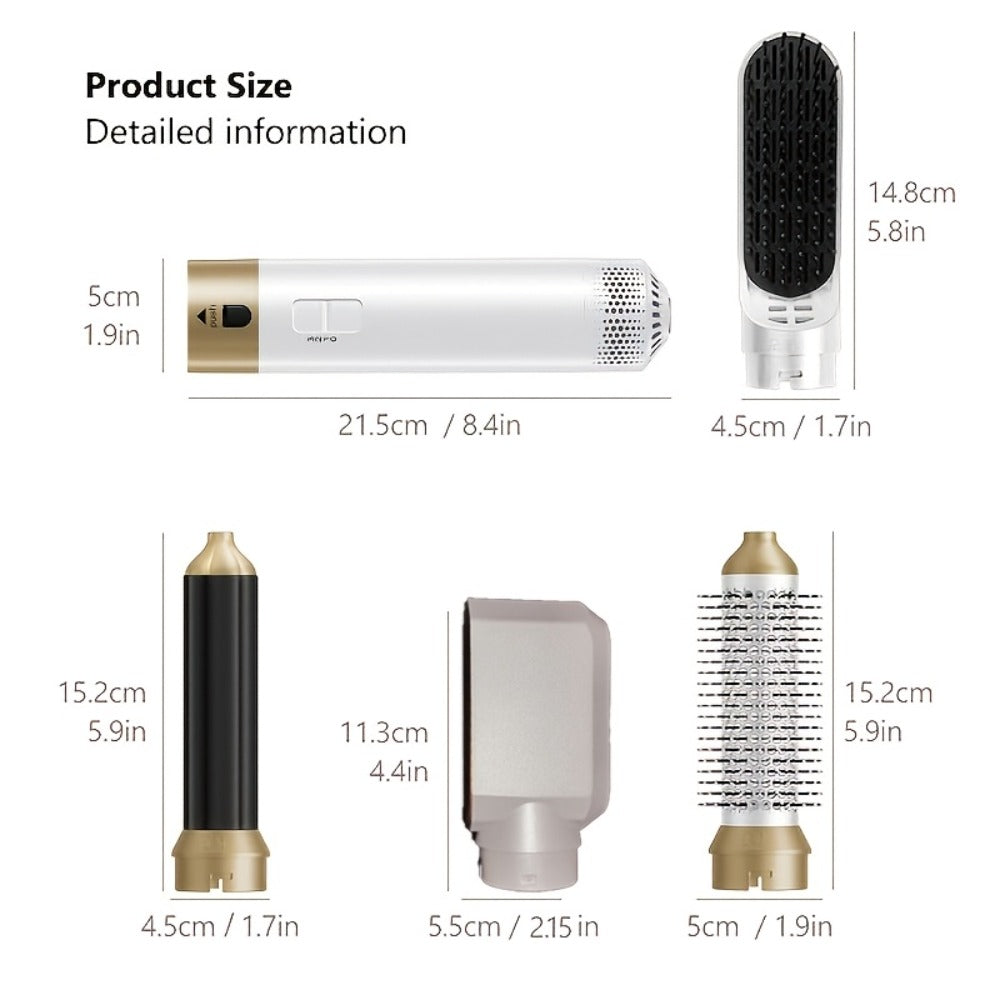 5in 1 Hot Air Brush, Hair Dryer Brush, Ionic Hair Styler, Blow Dryer Brush, Multi Hair Styler, Curling Straightening Brush, Volumizing Air Styler, Multifunction Hair Styling Tool