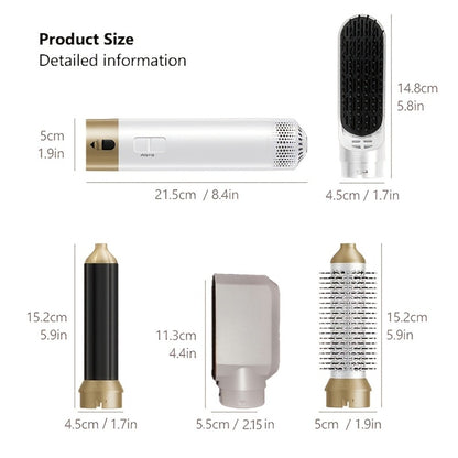5-in-1 Hot Air Brush Set Ionic Hair Dryer Brush – Blow Dryer, Straightening Brush & Air Curler, Volumizing Multifunction Hair Styler for Curls, Waves & Straight Styles