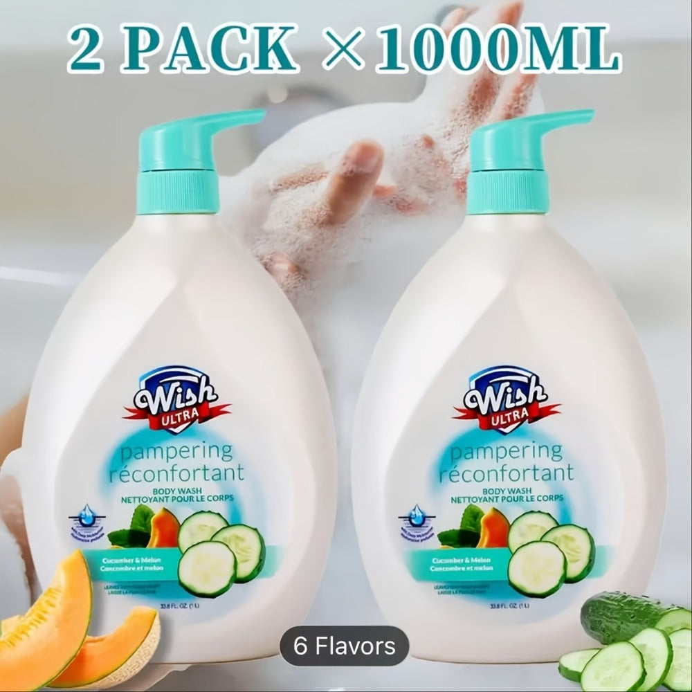 [Body Wash for Men & Women] 33.8fl.oz Body Wash for Men & Women, Long-Lasting Fragrance, Notes of Cucumber & Melon Flavor, Deep Cleaning, Make the Skin Smoother, Effectively Remove for Removing Stubborn Dead Skin, Excess Oil, Black * White Heads
