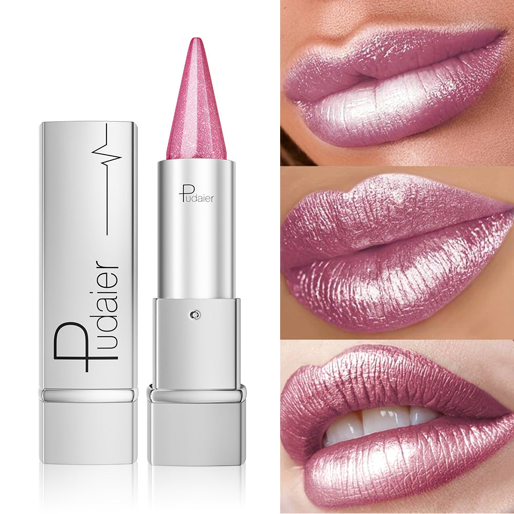 Pudaier Pearlescent, Sparkle, Lipstick for Women, Lightness, Lipstick Waterproof Long, Lipstick 24 Hours Long Lasting, Colorfast, Spring And Summer Elegant Fashion Cosmetics, Portable Travel Makeup