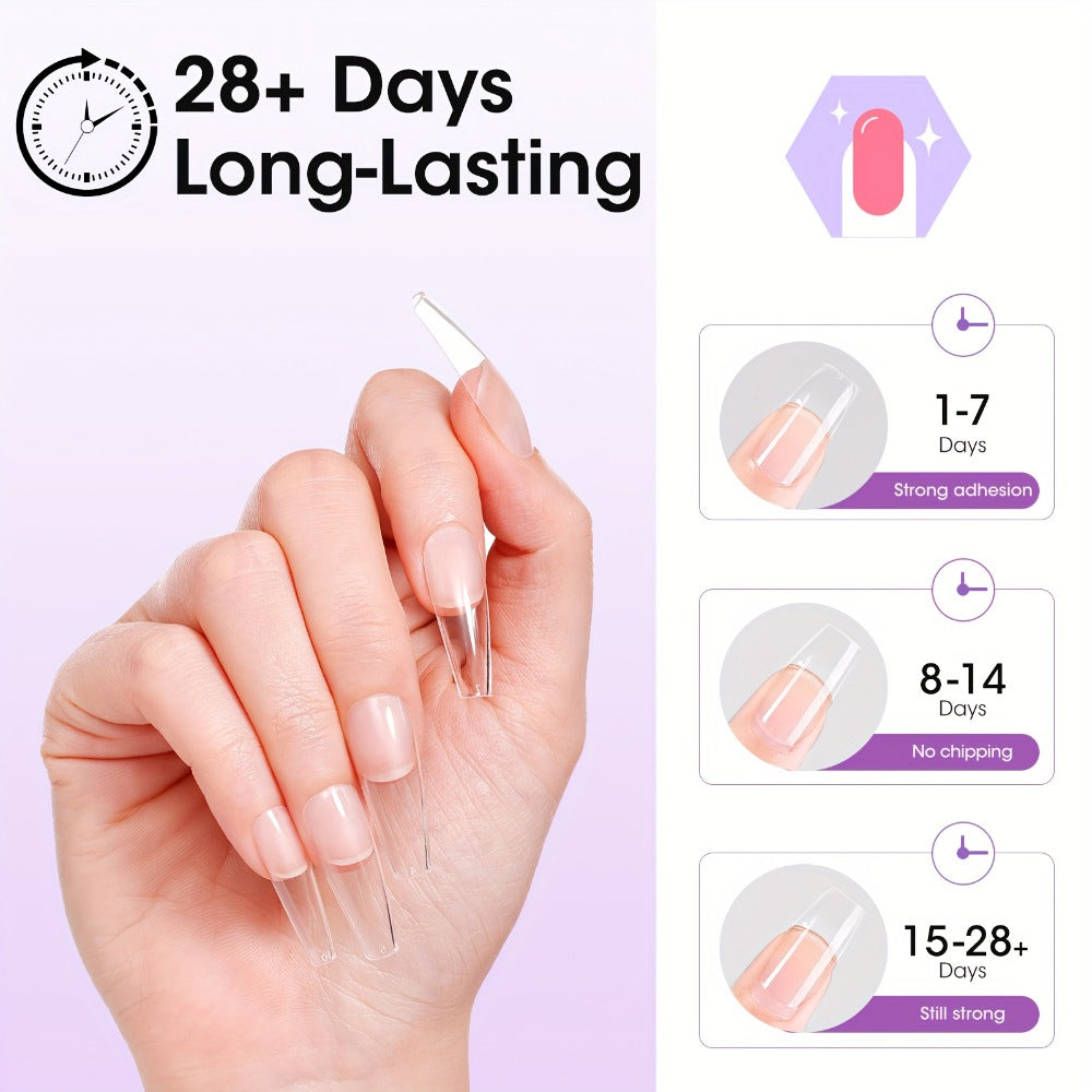 Solid Nail Glue Gel Kit with Mini LED Nail Lamp 8g UV Gel Glue for Acrylic Press On Nails Tips Rhinestones Long-Lasting 28+ Days Salon Home Manicure Gift