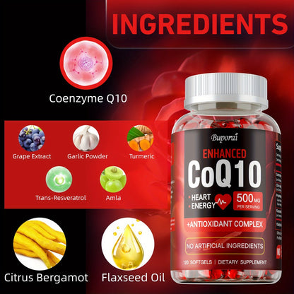 CoQ10 Coenzyme Q10 with Citrus Bergamot 120 Capsules – Heart Health, Brain & Cardiovascular Support, Energy Production & Antioxidant Defence Supplement for Women & Men
