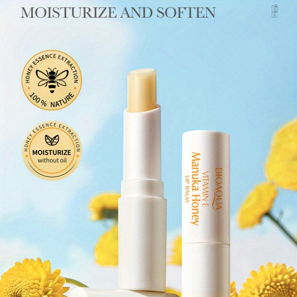 6pcs/10pcs Manuka Honey & Vitamin E Lip Balm Suitable for Women - Overnight Hydrating Lip Mask & Lip, 12hrs Long-Lasting Moisture, Korean Skincare, for Dry, Chapped Lips