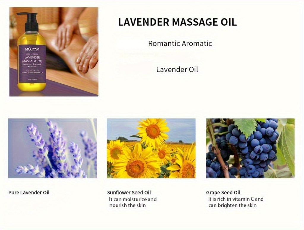 1/2/3pcs Lavender Massage Oil with Nut Oil, Grapefruit and More and Nourishes Light Beige, Brightens Your Light Beige, Unisex Massage Oil