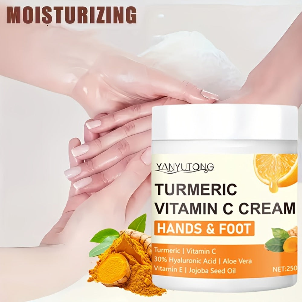 Turmeric Vitamin C Foot Moisturizing Cream, Rich in Vitamin C And Hyaluronic Acid - Hydration And Moisturization, Gentle Exfoliation, Ideal for Dry And Cracked Heels, Feet, And Elbows Care