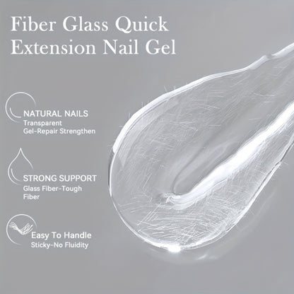Fiberglass Construction Gel Nail Polish 3pcs - Clear Fiber Glass Gel for Nail Extension & Broken Nail Repair, UV LED Soak-Off Builder Gel Varnish