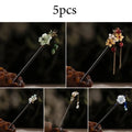 5pcs Flower Wooden Hairpins, New Style Retro Minimalist Hair Accessories, Back of Updo Hair Ornaments, Gifting