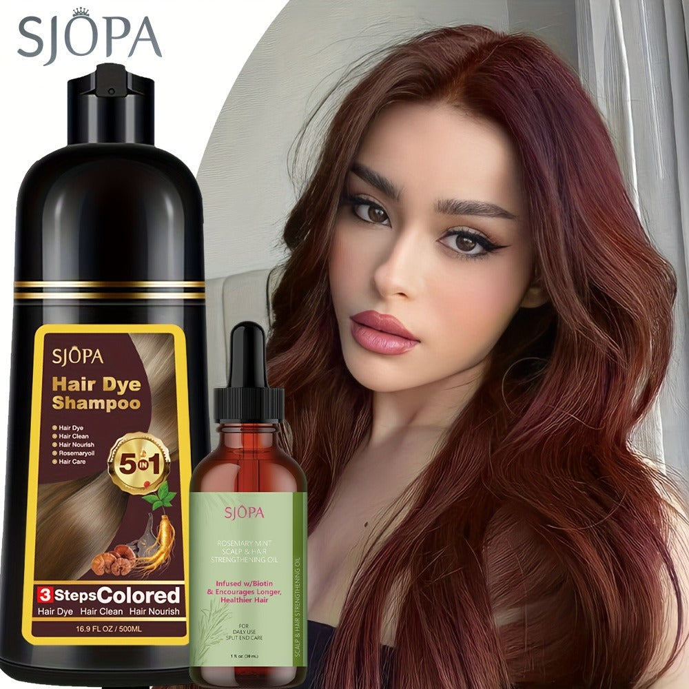 Hair Dye Kit – 3-in-1 Hair Dyeing Shampoo with Rosemary Oil & Squalane, Natural Plant-Based Formula, Gentle on Skin, Fast Color, Multi-Shade Home Hair Color Set
