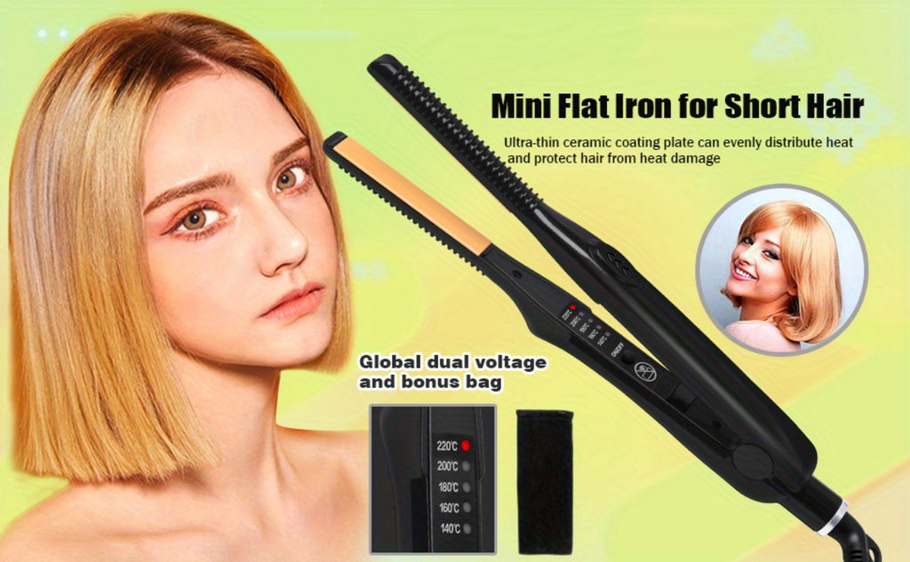 2-In-1 Hair Straightener Curling Iron, 4 Modes Adjustable - Fast Crimper Hair Tool, Root Crimper for Professional Salon, Wavy Hairstyle Hair Tools Holiday Gifts