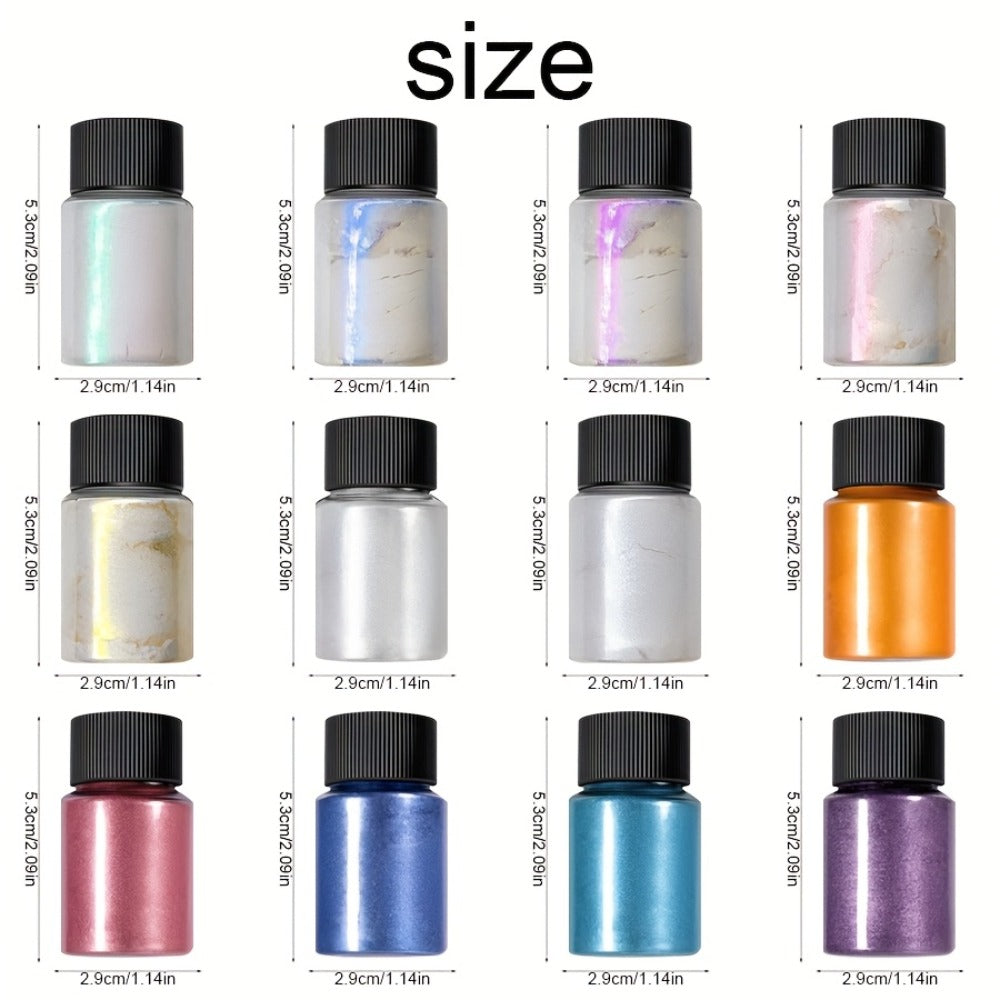 12 Colors Aurora Nail Powder with Pearl Glitter, Neon Dust for Chrome Nail Art, Dipping Powder for Decoration And Nail Charms