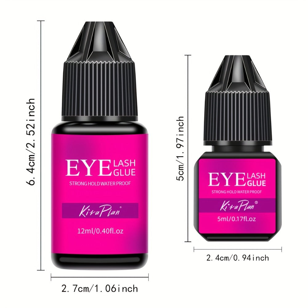 2pcs 0.17oz/0.41oz Eyelash Glue Eyelash Extension Supplies Black Lash Extension Eyelash Adhesive Strong Hold Drys In 0.5-1s with 6-7 Weeks Retention By Existing Beauty Lashes for Beginners to Use At Home And Cluster Lash DIY