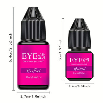 Eyelash Extension Glue 2pcs Strong Hold Fast Dry Lash Adhesive — 0.5–1s Drying, 6–7 Weeks Retention, Black Lash Glue for Beginners, Home & Cluster DIY Use, 12ml