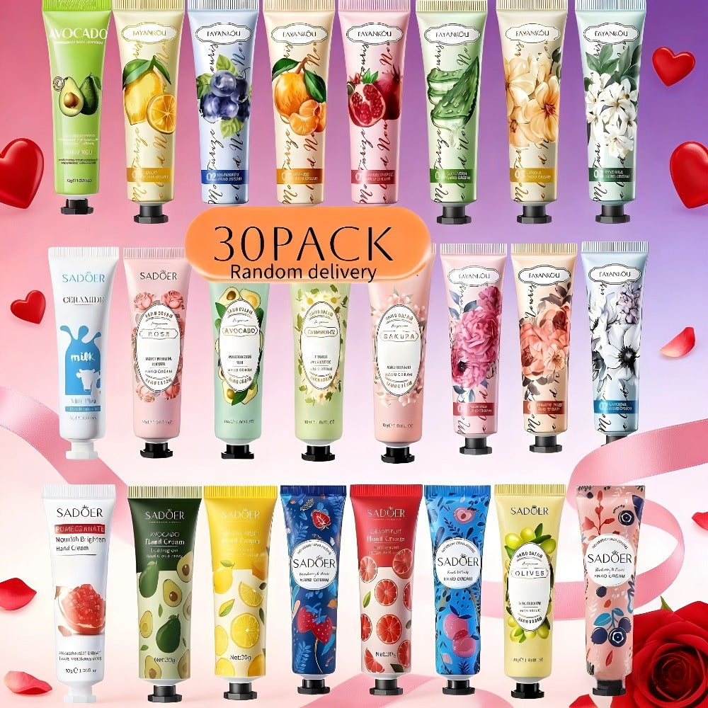[Wedding Season Favors] Sadoer 30-Piece Hand Cream Set, Shipped Randomly - Winter Moisturizing Plant-Scented Lotion, Suitable For Dry And Cracked Hands And Body - Hand Care Moisturizing Cream, Mini Hand Cream Travel Set, Wedding Season, Wedding Favors