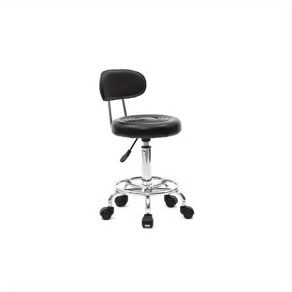 Adjustable Height Rotating Bar Stool with Backrest And Stripes, Modern 360° Swivel Armless Chair for Kitchen, Dining, Living Room, Bistro, And Spa - Black