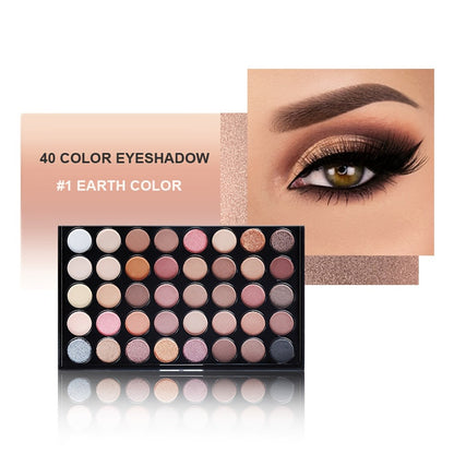 Eyeshadow Palette 40 Color Makeup Set with Mascara Eyeliner Eyebrow Pencil Eye Shadow Brush - Complete Beginner Eye Makeup Kit Gift for Women