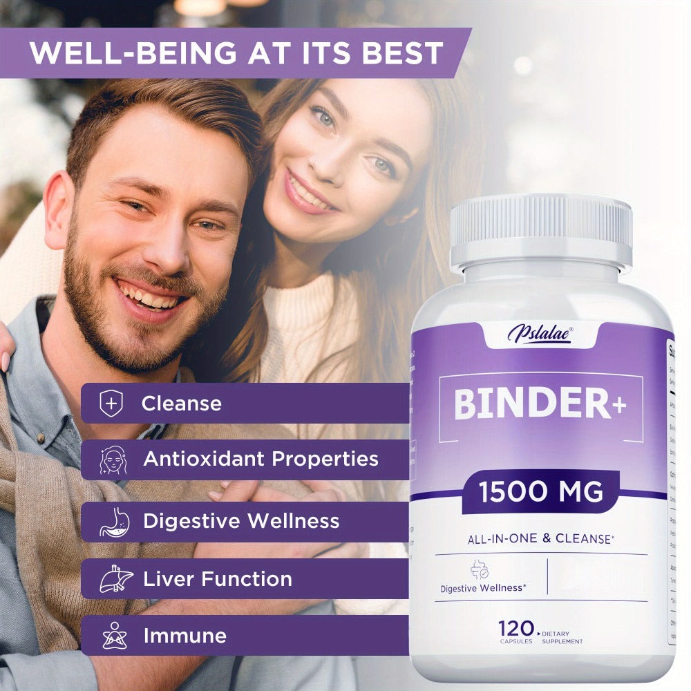 Binder - with Activated Charcoal, Zeolite & Bentonite Clay, Liver & Gut Health Supports, for Digestive System, 13-In-1 Binder Supplement - 120pcs