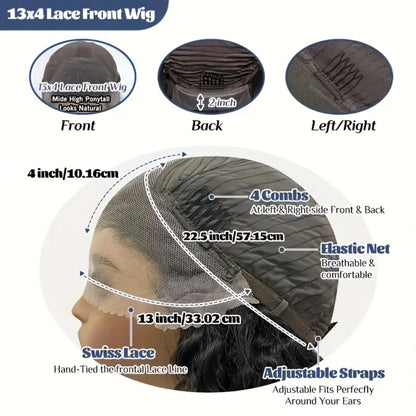 Lace Front Wig Human Hair 13x4 HD Lace Deep Wave Glueless Wig Pre Cut Pre Plucked with Baby Hair Natural Black Mixed Color 14-34 Inch High Gloss Everyday Special Events