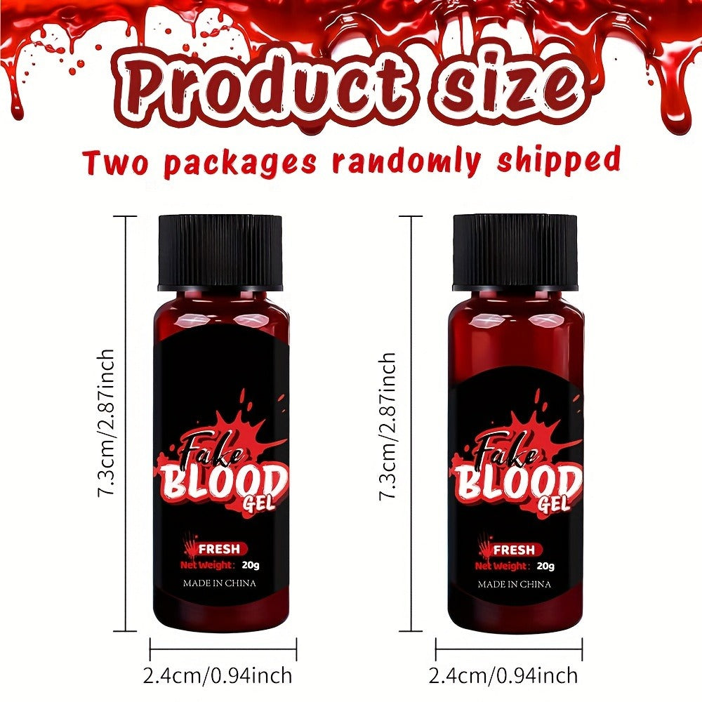 3pcs Fake Blood Makeup Kit, Realistic Sticky Fake Fresh Blood with Brush, Washable Coagulated Dark Old Blood, Theater, Zombie, Vampire Monster SFX Scary Clown Cosplay Makeup Special Effects Dress Up