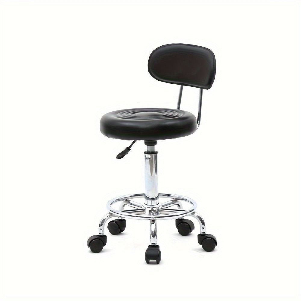 Round Shape Adjustable Salon Stool with Back And Line Black