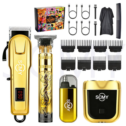 Cordless Hair Clipper Set for Men & Women — Professional Wireless Barber Clippers, T-Blade Trimmer, Powerful Motor, Steel Blades, Adjustable Taper Lever, LED Screen, Rechargeable, Home & Travel Grooming