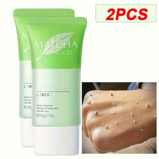 2pcs Matcha Peeling Gel for Face, Moisturizing Facial Scrub, Alcohol-Free Cleaning Cream for All Skin Types, Tea Tree and Salicylic Acid Formula