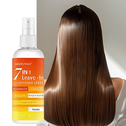 Hair Care Spray 7-in-1 Multi-Effect Leave-In Treatment - Anti Frizz Shine Boost Moisturizing Heat Protection Floral Scent Lightweight Essence Spray for Dry Damaged All Hair Types 100ml