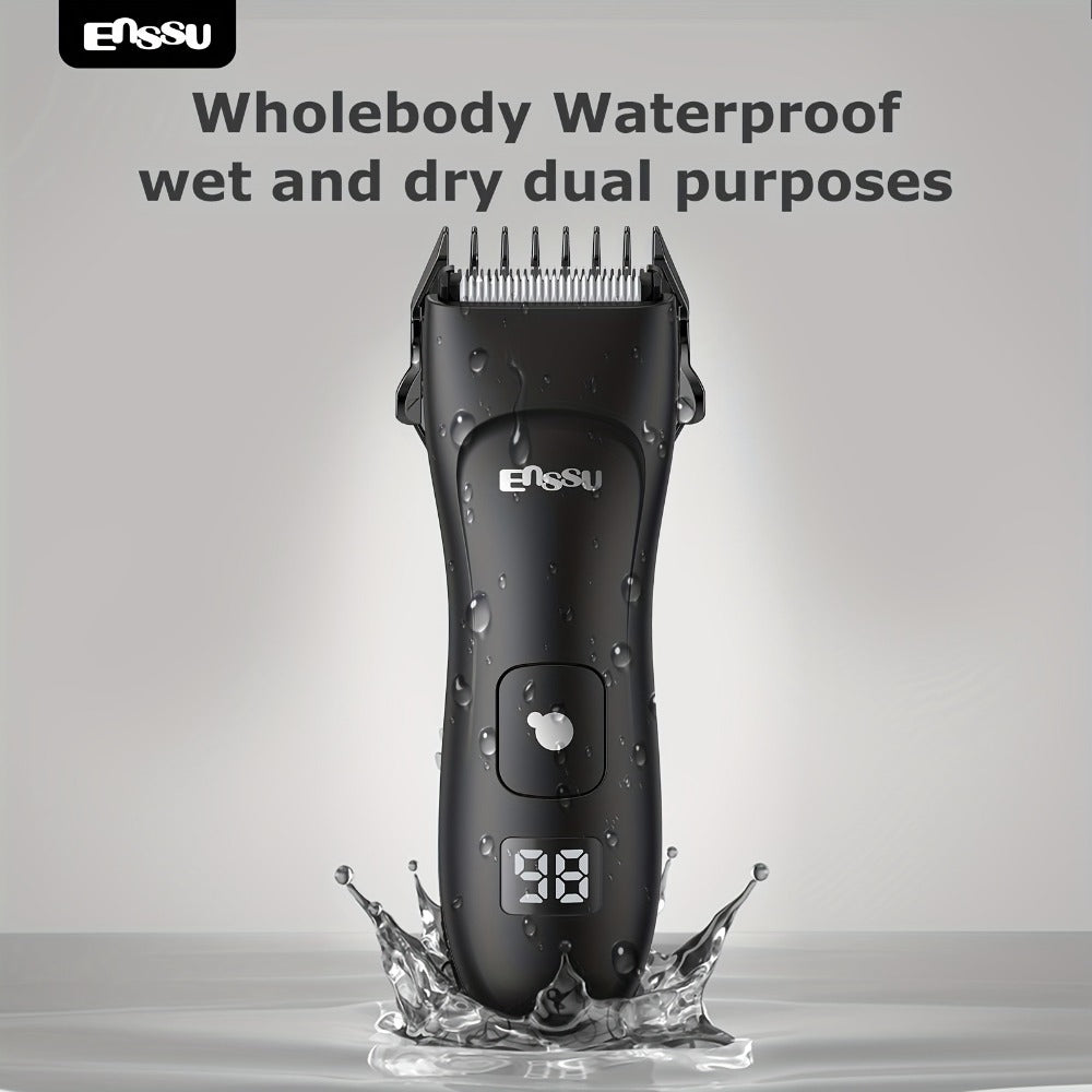 Professional Body Hair Trimmer, IPX7 And Replaceable Blade. LCD Display Screen, Men's Private And Full Body Electric Hair Clipper, Interchangeable Ceramic Blade Beauty Special, Men's Bikini Trimmer, Best Gift for Friends And Family ES030