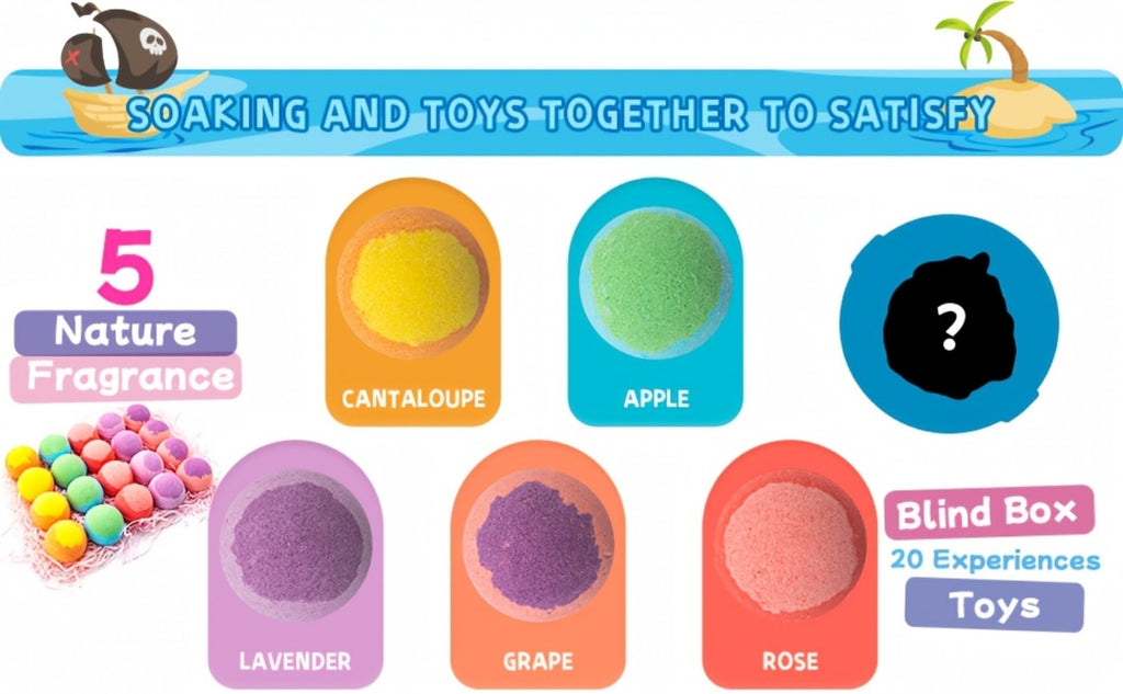 Ocean Bath Bombs, 20pcs Ocean-style Bath Bombs, Fun Treasure Bath Salt Balls, Gift for Birthday Christmas Easter