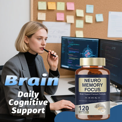 Nootropic Brain Supplement 120 Capsules | Memory Focus & Mental Clarity Formula with Ginkgo Biloba Bacopa Monnieri Alpha GPC L-Tyrosine | Gluten-Free Cognitive Support for Men and Women