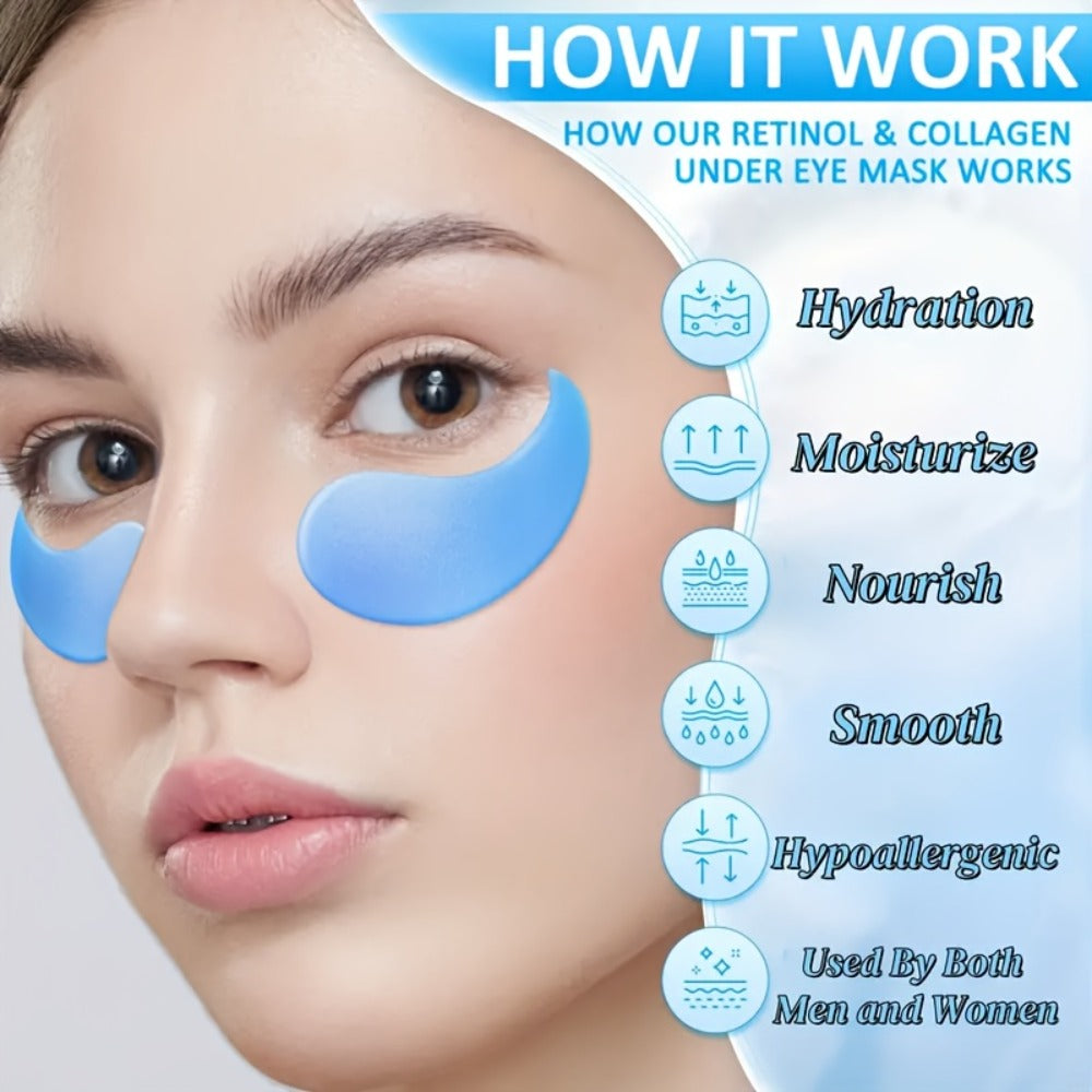 60pcs Of Retinol Collagen Eye Mask, Effectively Firming The Eyes, Deeply Moisturizing And Nourishing, Suitable For Puffiness And Dark Circles, Lifting Smooth Beige Eye Pads, And Reducing Sagging Effects