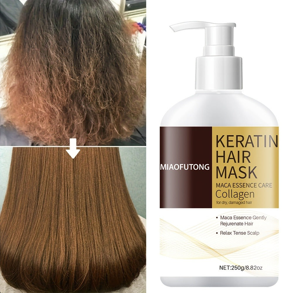 Argan Oil Hair Mask Deep Conditioning Treatment - Collagen Keratin Repair Mask for Dry Damaged Hair with Castor Oil & Rosemary Oil - Prevents Split Ends & Breakage, Intense Moisture Restore 250g