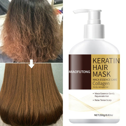 Argan Oil Hair Mask Deep Conditioning Treatment - Collagen Keratin Repair Mask for Dry Damaged Hair with Castor Oil & Rosemary Oil - Prevents Split Ends & Breakage, Intense Moisture Restore 250g