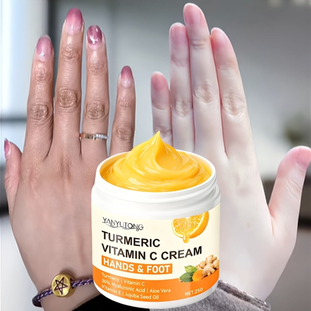 Turmeric Vitamin C Foot Moisturizing Cream, Rich in Vitamin C And Hyaluronic Acid - Hydration And Moisturization, Gentle Exfoliation, Ideal for Dry And Cracked Heels, Feet, And Elbows Care