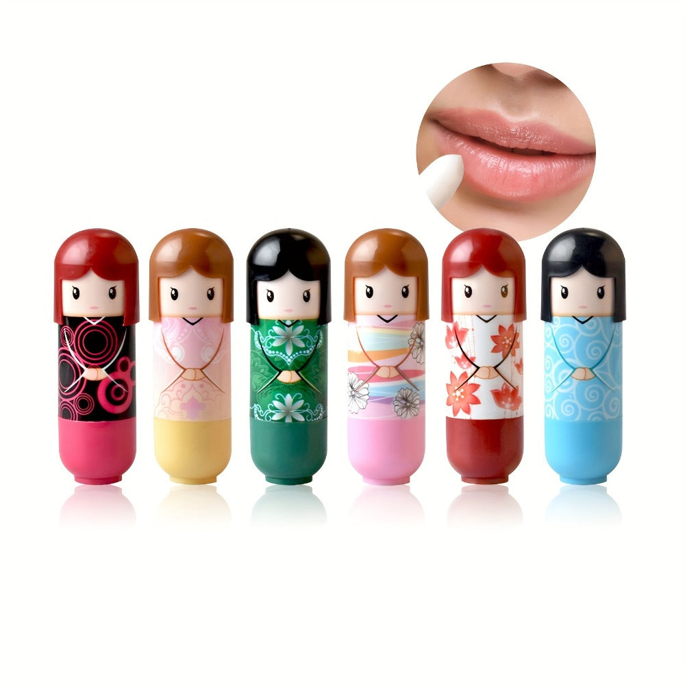 Set of 24 Lip Balms in a Charming Doll Design, Keeps Lips Safe, Provides Lasting Hydration, And Helps Avoid Dryness Each X 24