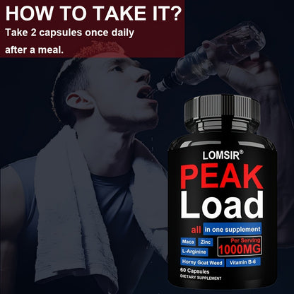 Men's Performance Capsules 7-in-1 Botanical & Nutrient Complex — L-Arginine, Zinc & Vitamin B6 | 1000mg Per Serving | Natural Energy & Vitality Support | 60 Capsules
