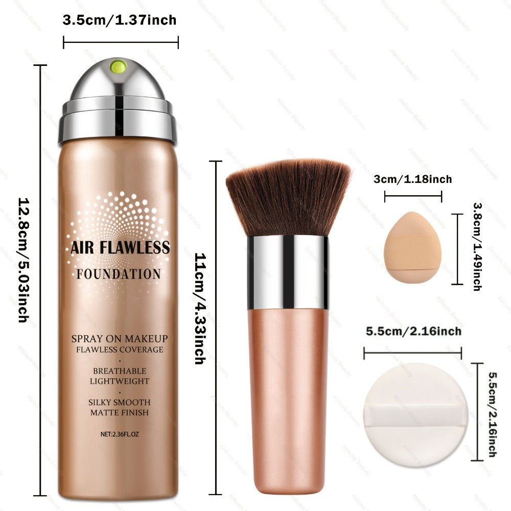 Liquid Foundation Spray - Silky Mist Magic Minerals Formula, Flawless Full Coverage Setting Spray Foundation for Mature & All Skin Types | 8 Shades from Natural to Tan | Lightweight Matte Finish