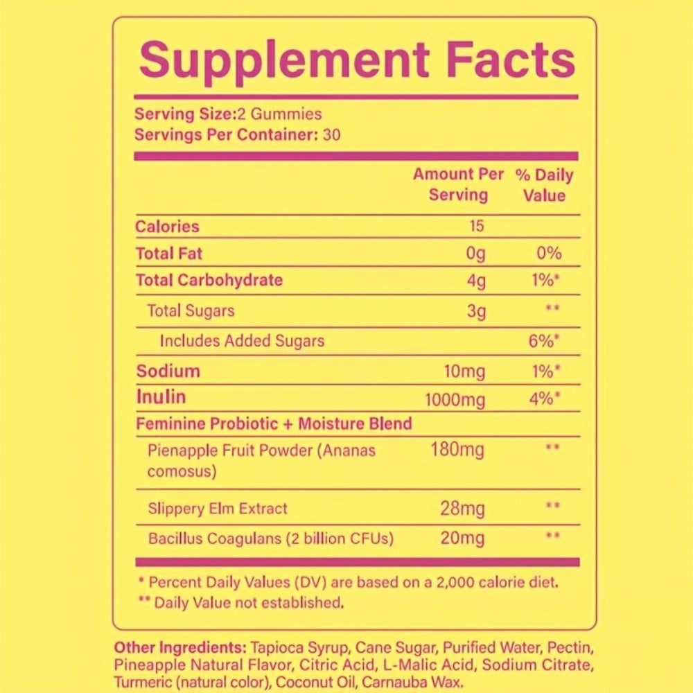 Slippery Kitty Feminine Probiotic Gummies-60 Count (30-Day Supply) | PH Balance, Odor Control & Moisture Support | Pineapple Flavor And Slippery Elm And Bacillus Coagulans | Vegan, Gluten-Free, Allergen-Free | Women'S Health | Local Warehouse|Gifts
