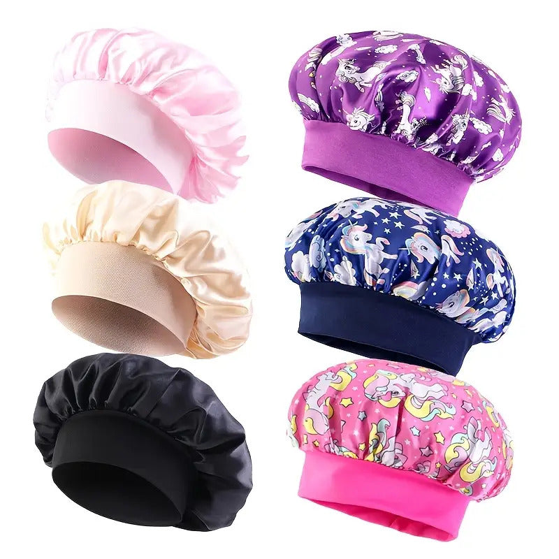 Shower Caps 6 Pack Unicorn Colorful - Adjustable Reusable Printed Shower Cap with Elastic Band for Women, Spa, Salon, Bath & Travel | Waterproof Hair Cap Set