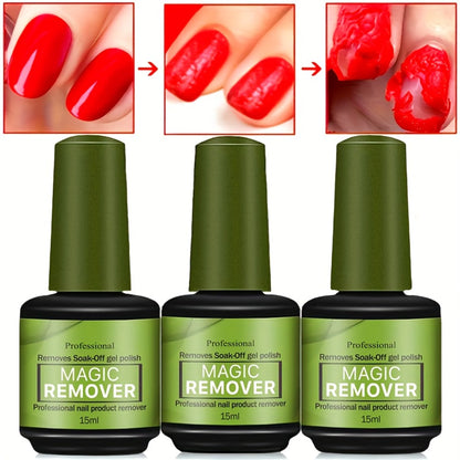Gel Nail Polish Remover 3pcs Soak Off Quick Removal in 2-3 Minutes for Gel Nails Nail Glue Acrylic Nails Home DIY & Salon Use Easy Nail Polish Remover Kit