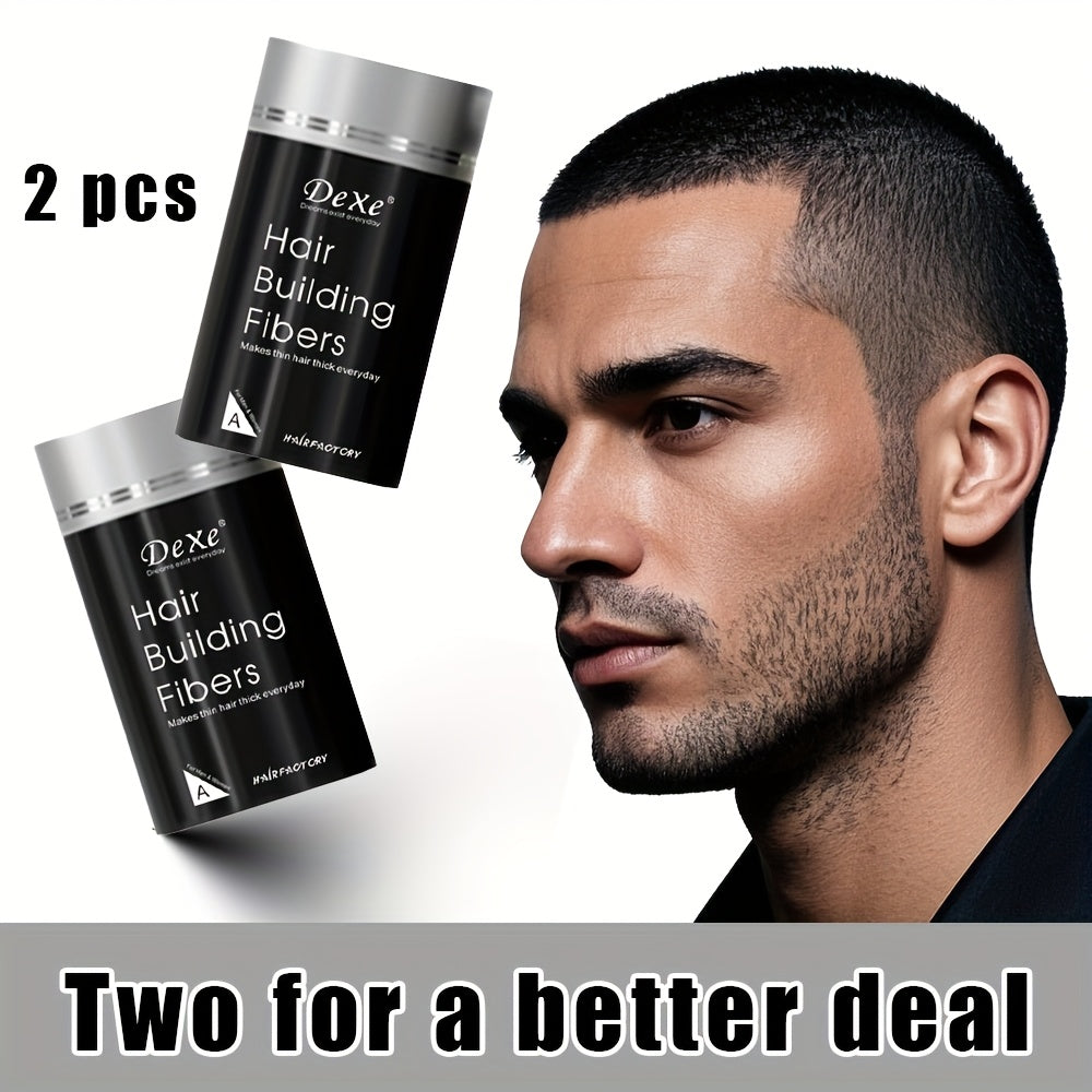 2pcs DeXe Hair Fiber Powder 22g, Natural Fine, 1 Second Adhesive, for Travel, Business, Men, Women, Unisex Adult, Normal Hair Style