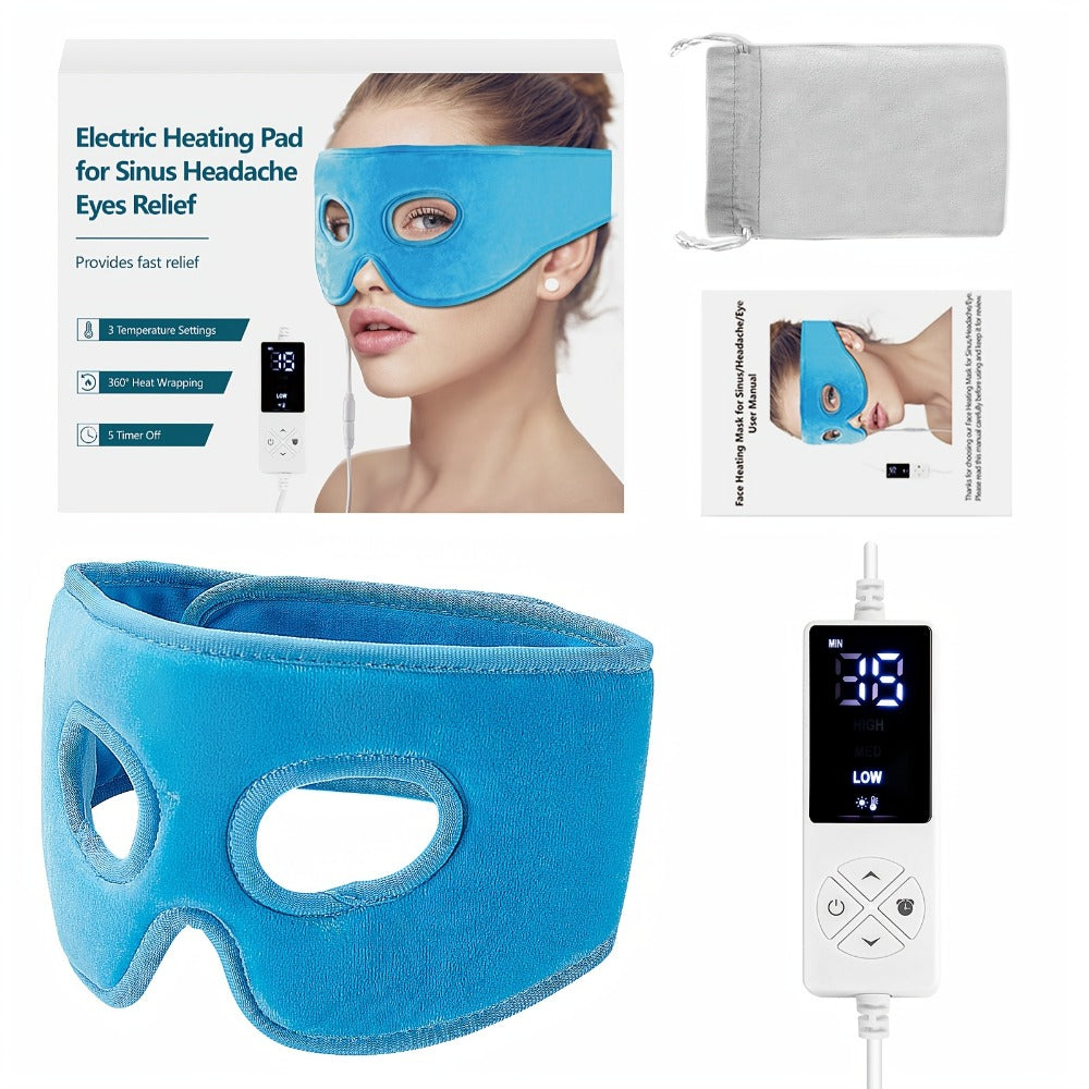 Heated Eye Mask, Sinus Relief Eye Mask Warm with 3 Temperature And 5 Timer Settings, Extra Large Heated Eye Mask Electric Face Pad Sinus Pressure Relief, Tension Relief Unique Gift for Women, Local Warehouse Shipment. Gift for Mom