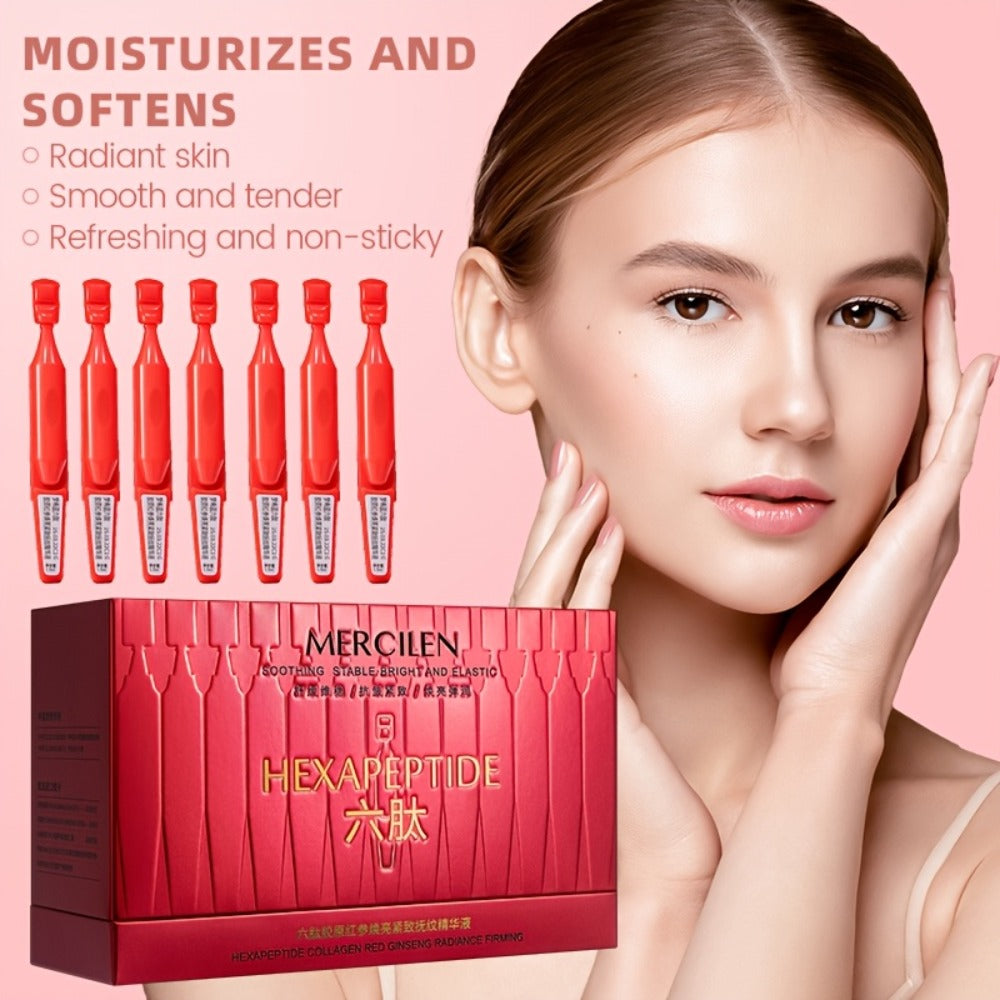 Mercilen 6-Peptide Collagen Red Ginseng Serum*30, Contains Hyaluronic Acid, Ceramide, Plant Squalane to Moisturize And Brighten Light Beige, Makes Light Beige Look YoungerTravel Portable Packaging,, Facial Hydration, Fastabsorbing Formula, Nongreasy Textu