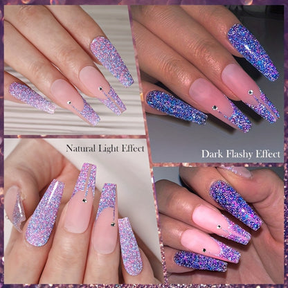 Glitter Liner Nail Art Gel 5ml - Super Reflective Glitter Eyeliner Gel Polish with Ultra Fine Brush Tip for Stripe Line & Detail Nail Art - Long Lasting UV LED Nail Art Drawing Gel