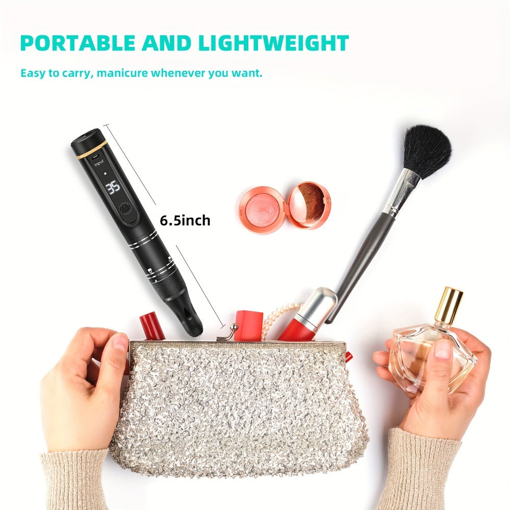Electric Nail File with a Portable Rechargeable Design, Featuring 35000 RPM, Suitable for Gel Nails, Manicure, And Pedicure for Both Home And Salon Use