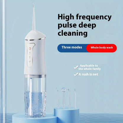 Water Flosser Portable USB Rechargeable Cordless Oral Irrigator with 4 Nozzles 3 Cleaning Modes Smart Chip Electric Water Floss Teeth Cleaner for Braces Gum Health Travel Home Use Men Women