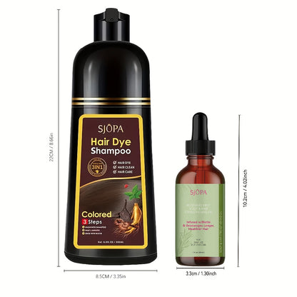 Hair Dye Shampoo Instant Color & Conditioning in One — Natural Formula, No Irritating Odor, Safe for Men & Women, 7 Colors Available, 16.9 oz / 500ml